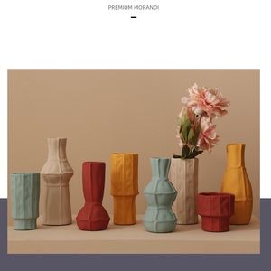 Morandi color ceramic handmade vase